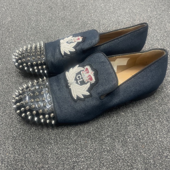 $1200 Christian Louboutin Loafers Men’s Size 12Signature Crest Embroidered - Picture 7 of 12